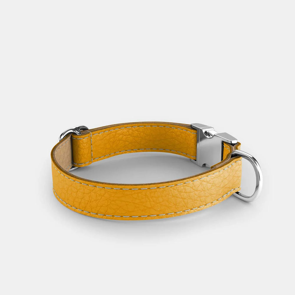 Syan Lundo Leather Dog Collar - Yellow and Beige - RYAN London
