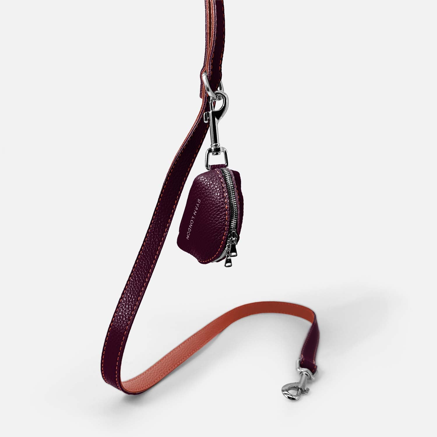 Leather Dog Poop Bag Holder - Dark Purple