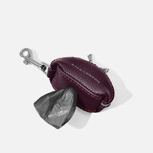 Leather Dog Poop Bag Holder - Dark Purple