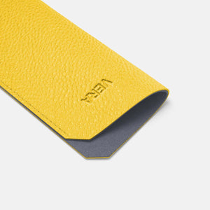 Leather Sunglasses Case - Yellow and Grey