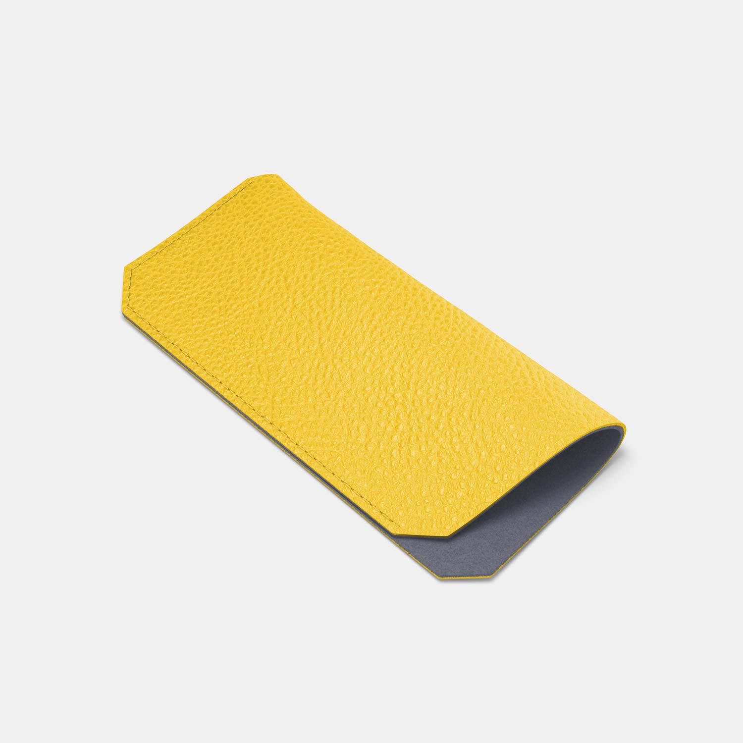 Leather Sunglasses Case - Yellow and Grey