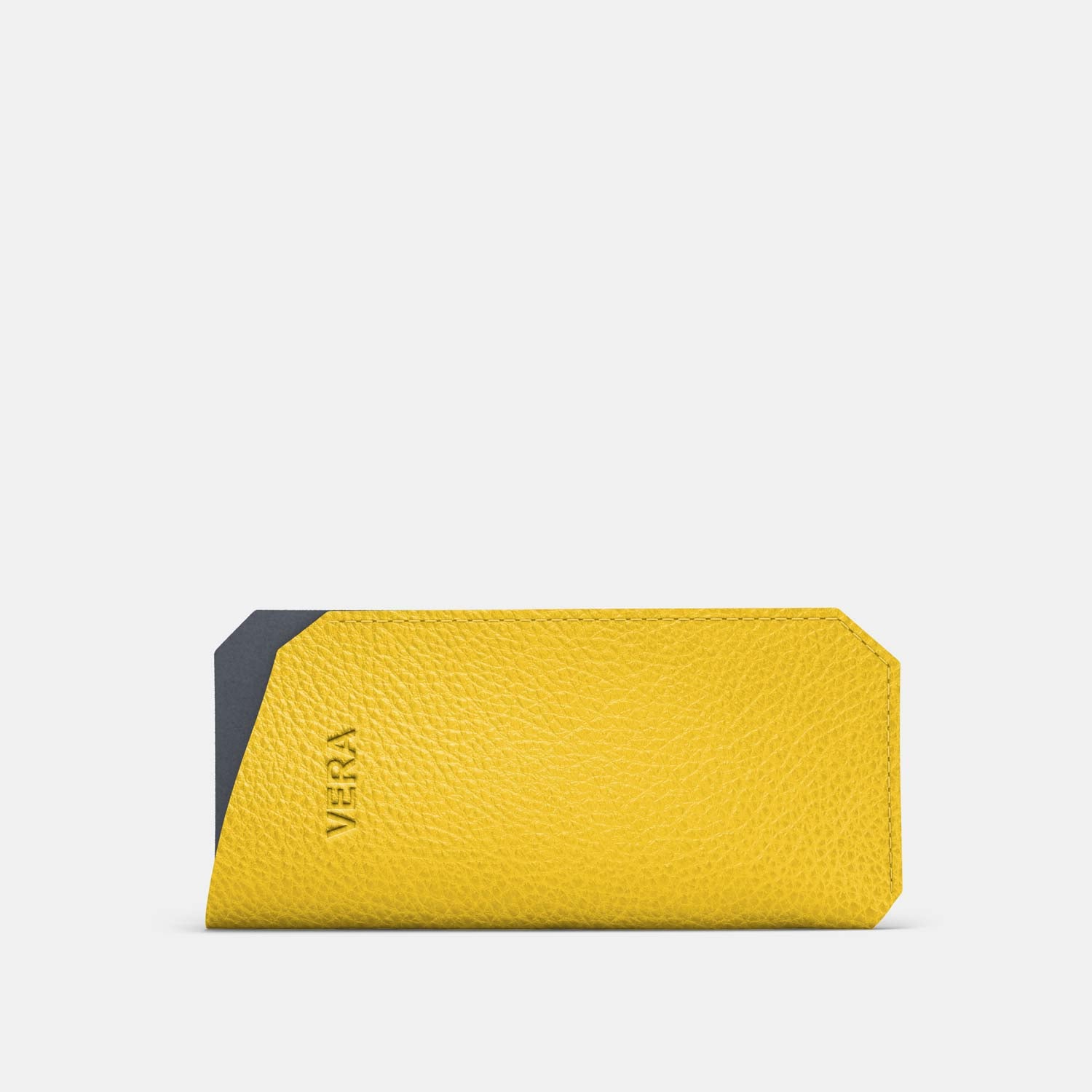 Leather Sunglasses Case - Yellow and Grey