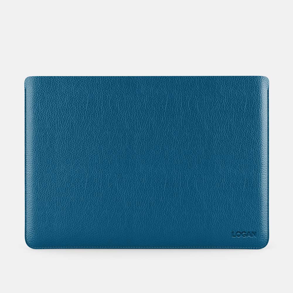 Luxury Leather Macbook Air 13" Sleeve - Turquoise Blue and Orange - RYAN London