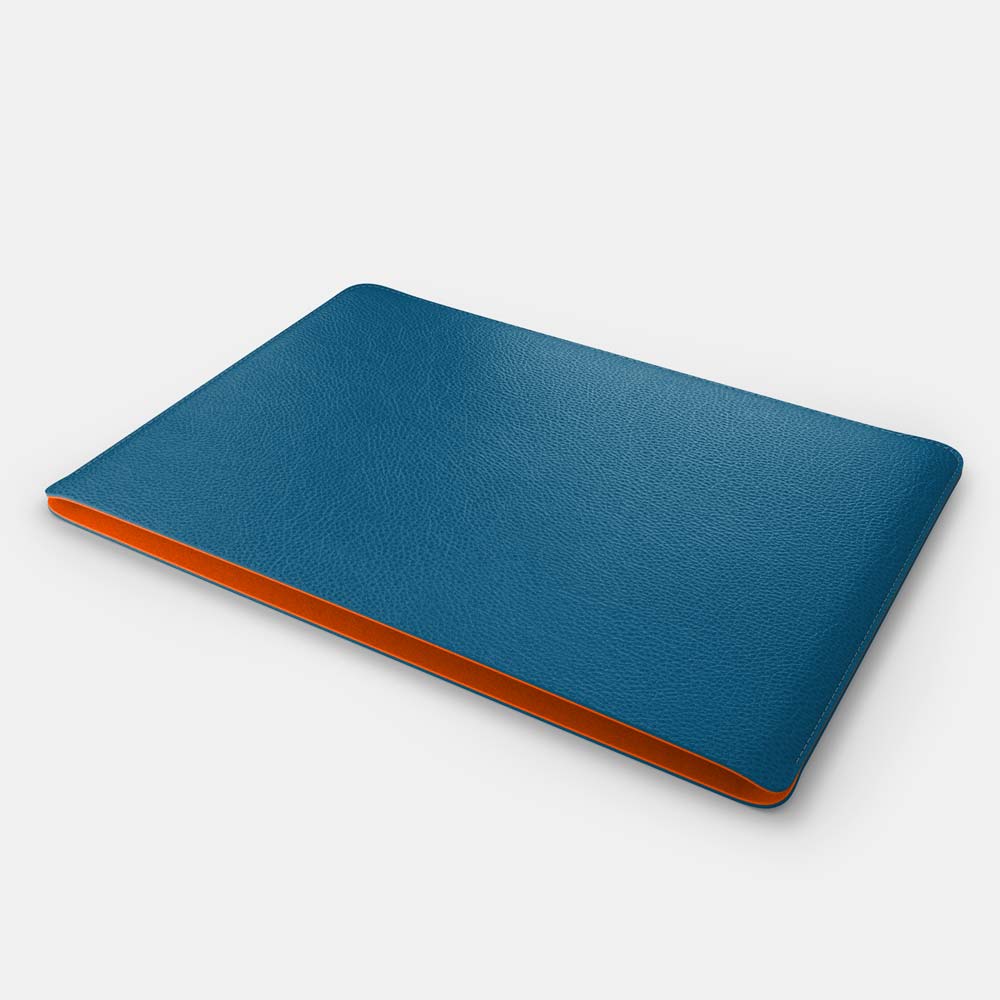 Luxury Leather Macbook Air 13" Sleeve - Turquoise Blue and Orange - RYAN London