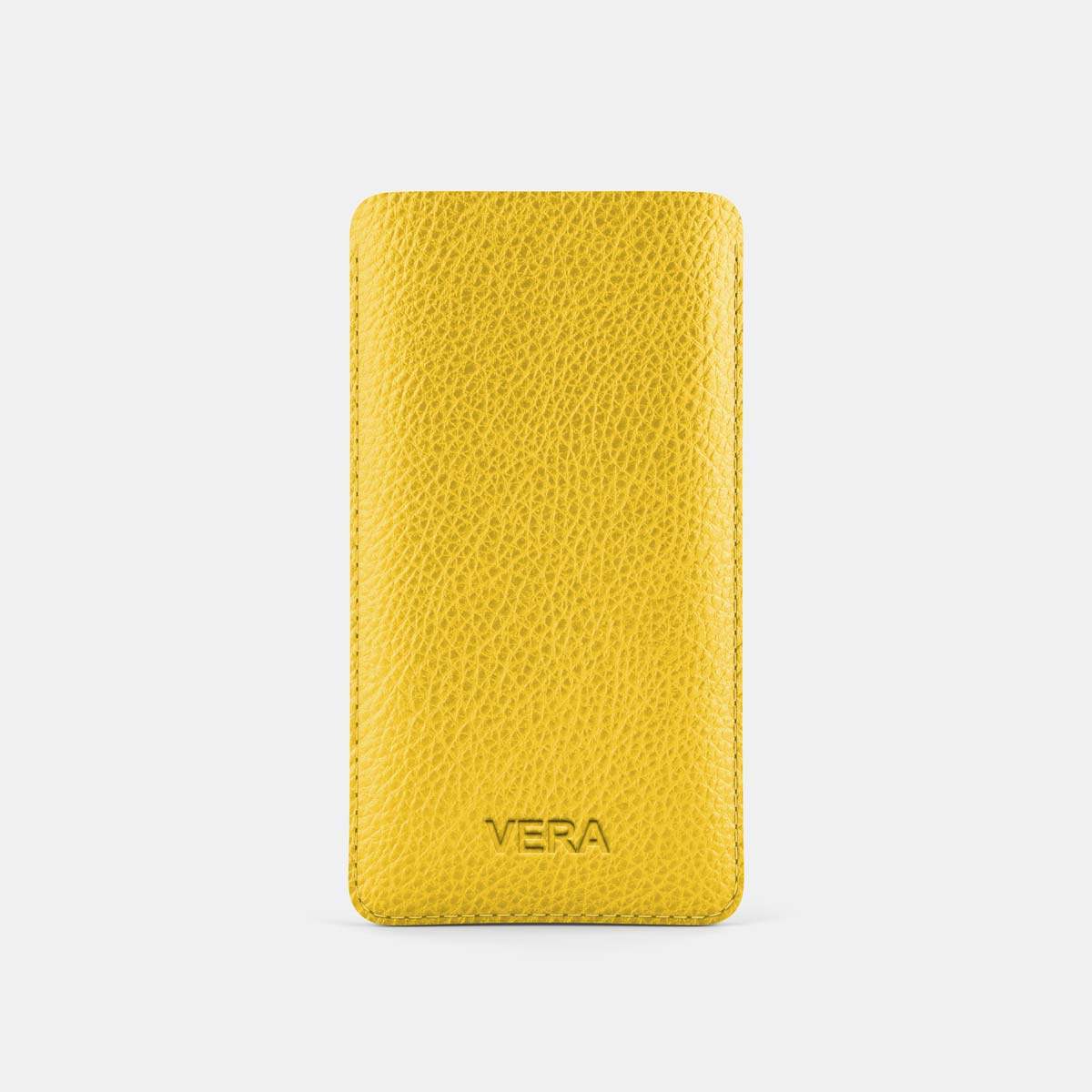 Leather iPhone 13 Pro Sleeve - Yellow and Grey