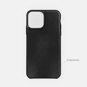 Leather iPhone 15 Shell Case, MagSafe - Black