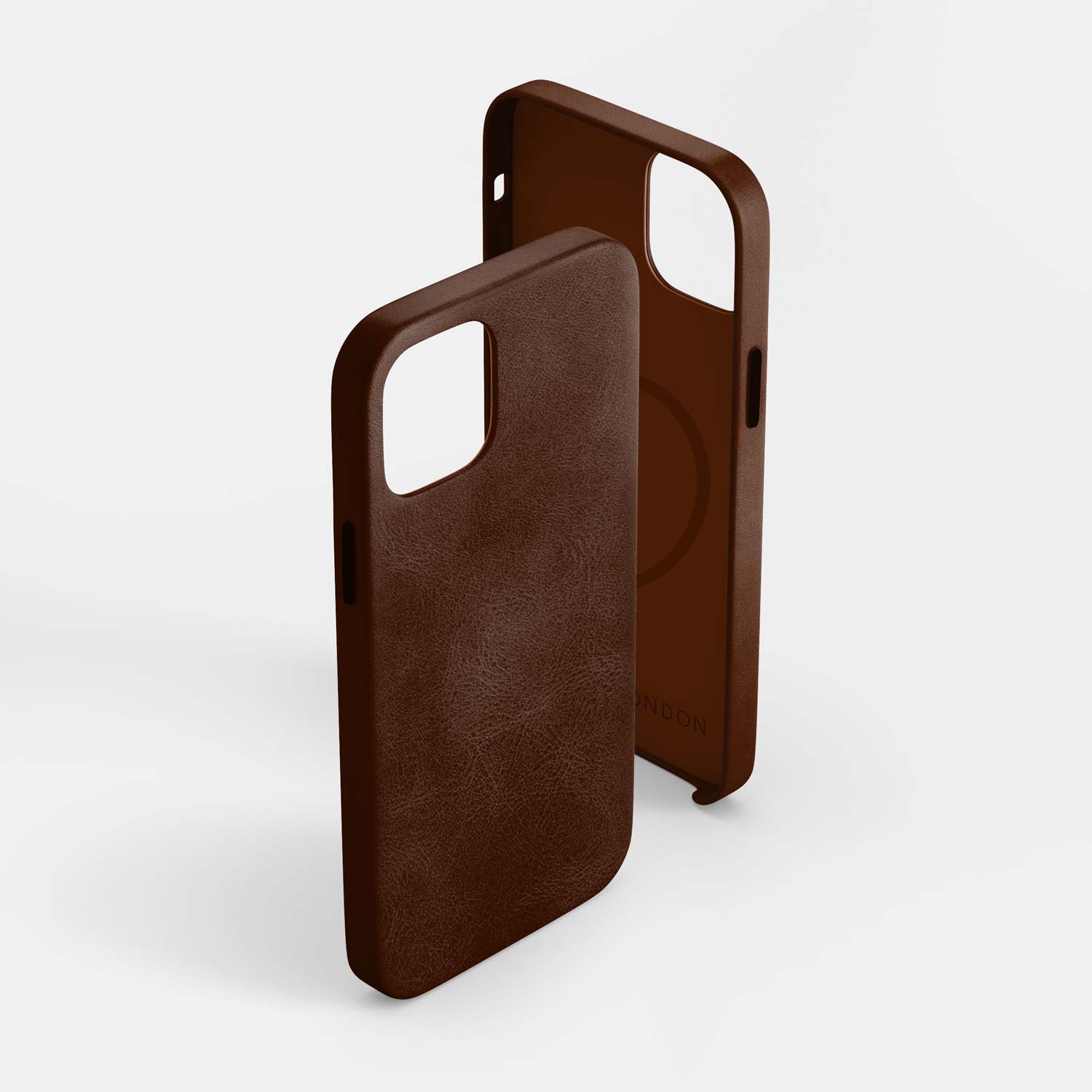 Leather iPhone 15 Shell Case, MagSafe - Dark Brown