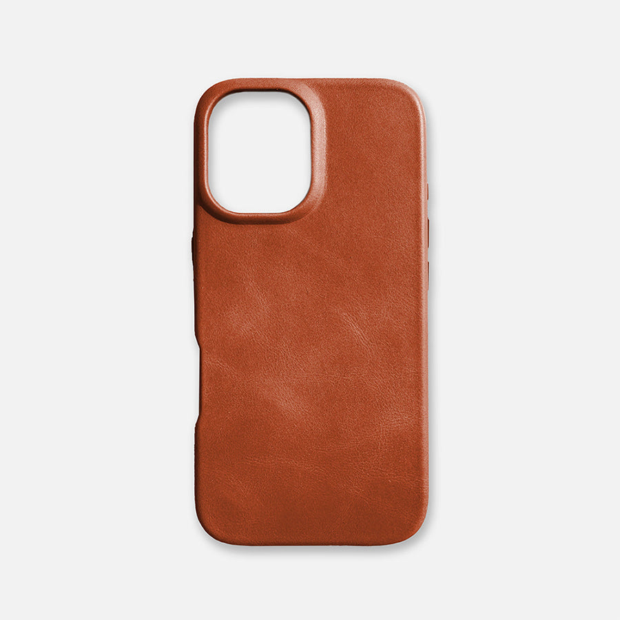 iPhone 16 Leather Shell Case, MagSafe - Saddle Brown