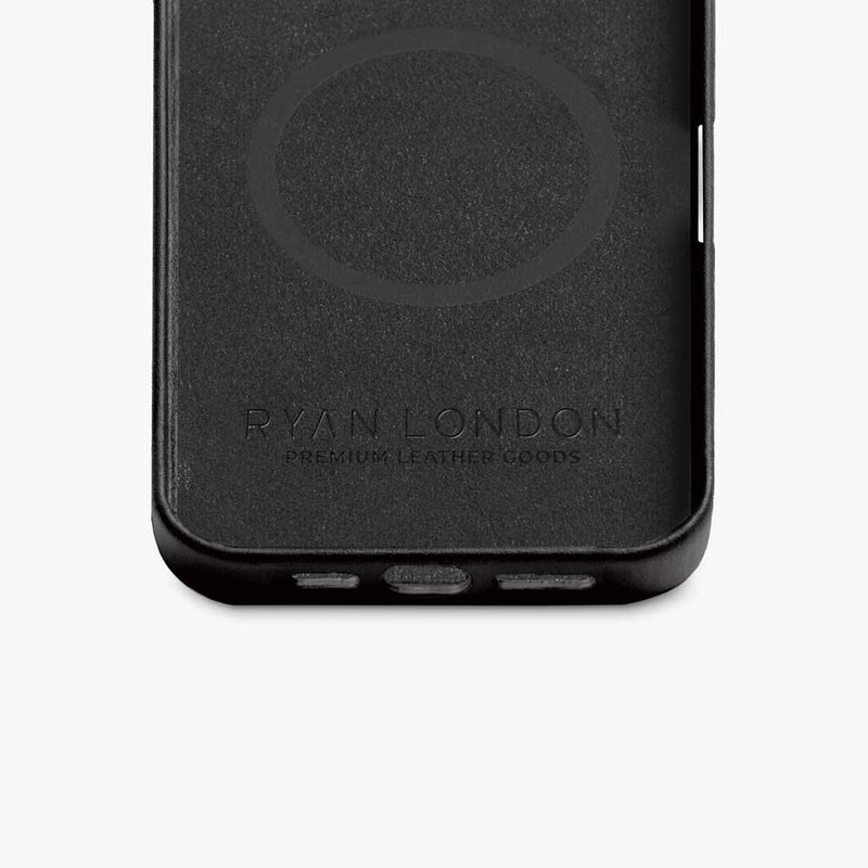 Syan Lundo Leather iPhone 16 Pro Shell Case Metal, MagSafe - Black - RYAN London