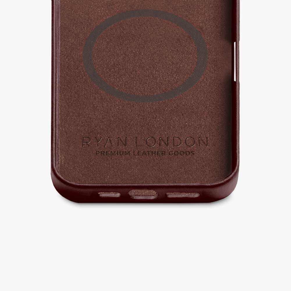 iPhone 16 Pro Leather Shell Case Metal, MagSafe - Dark Brown