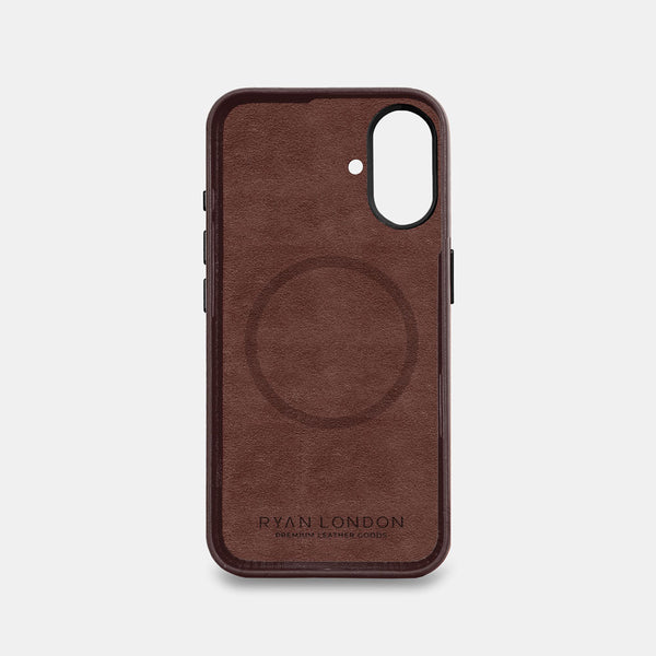 Leather Iphone 16 Plus Shell Case Metal, Magsafe - Dark Brown - Ryan London