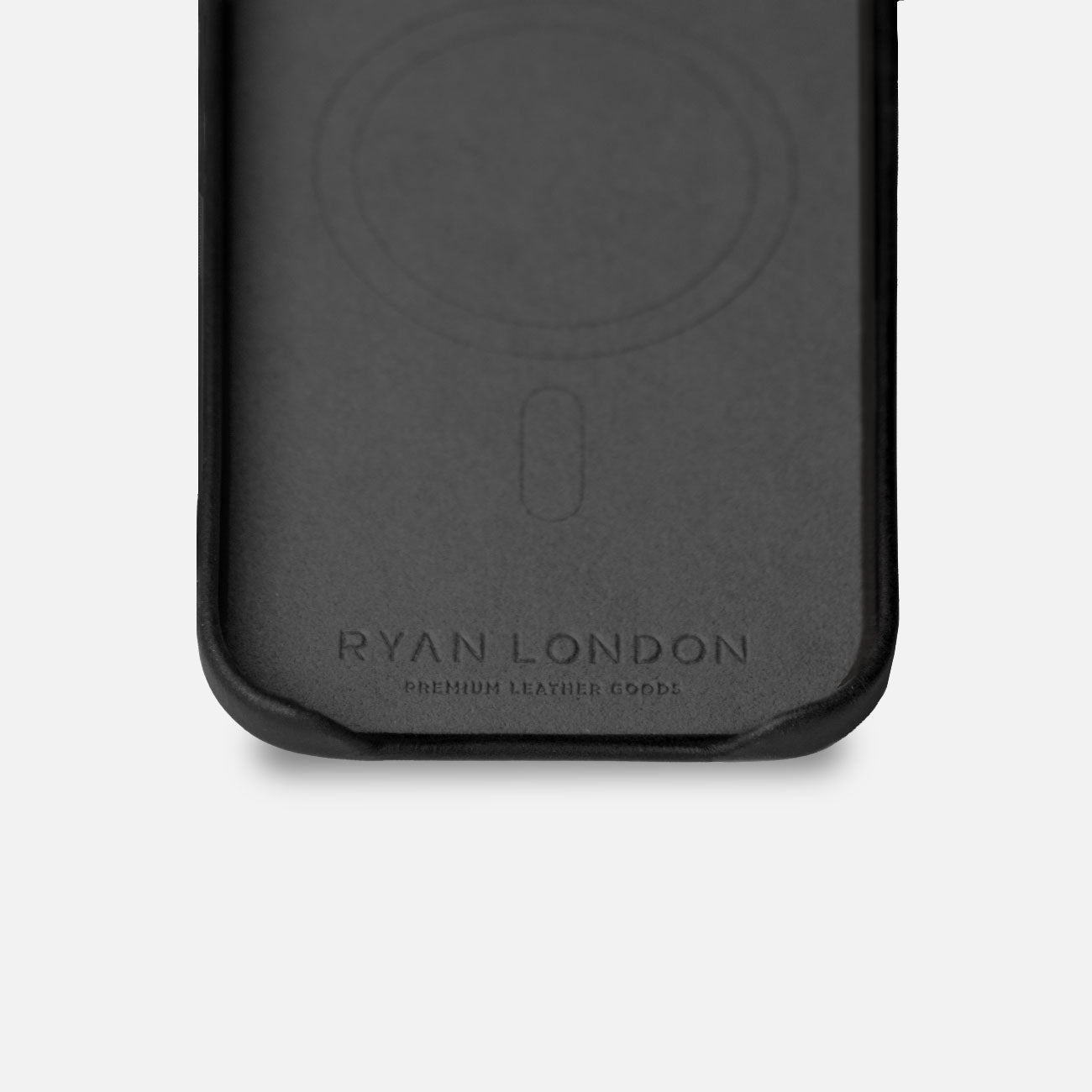 Leather iPhone 17 Air Shell Case Metal, MagSafe - Black - RYAN London