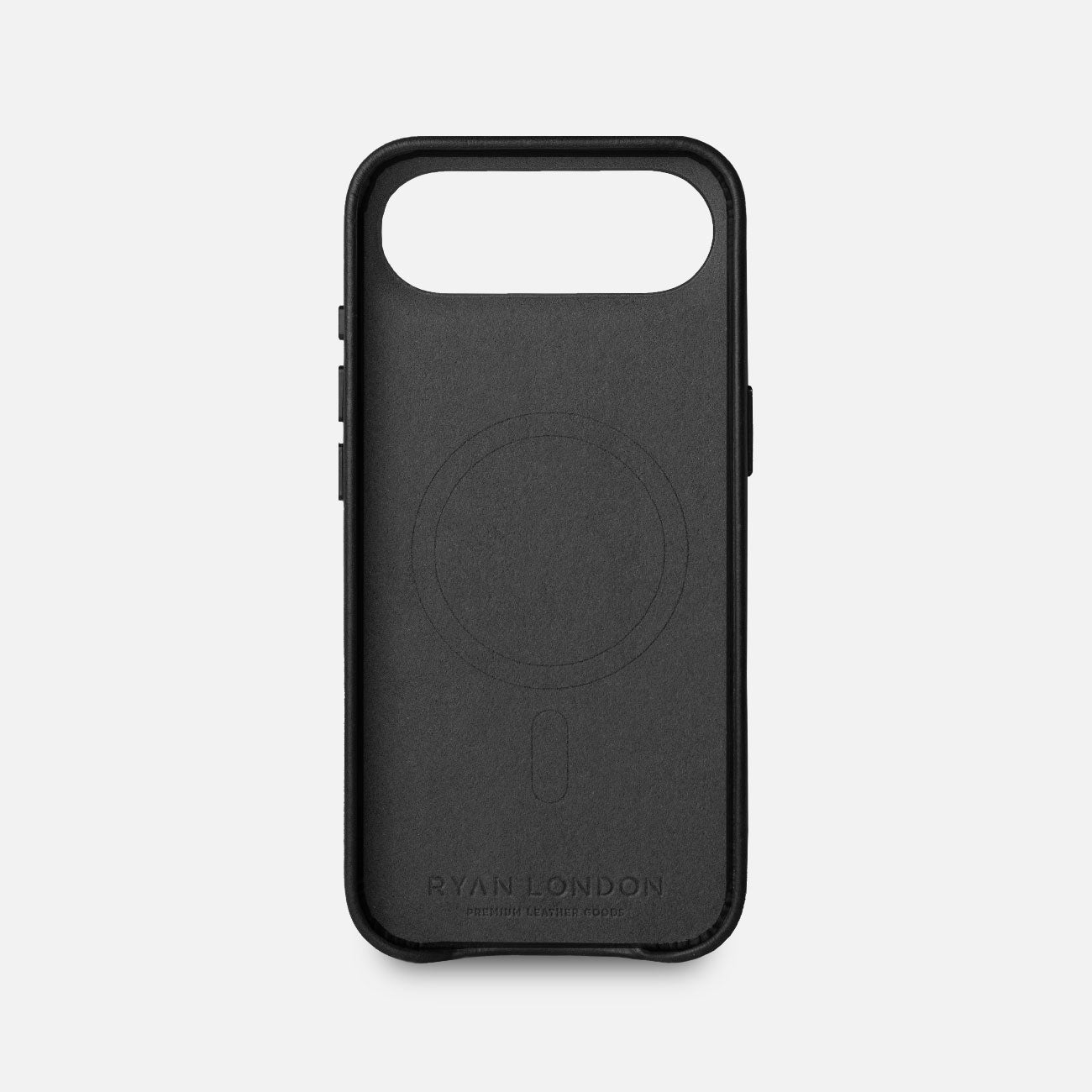 Leather iPhone 17 Air Shell Case Metal, MagSafe - Black - RYAN London