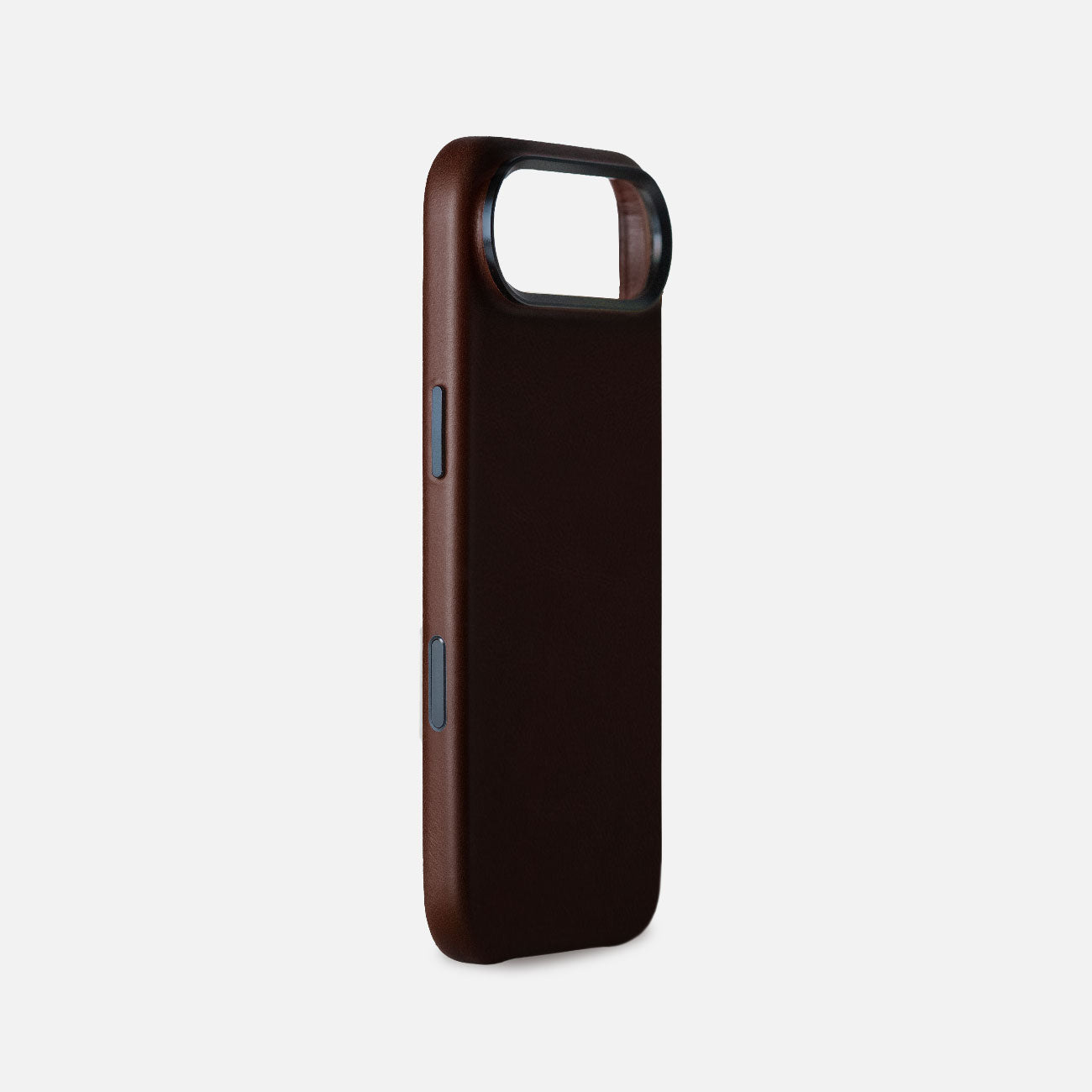Leather iPhone 17 Air Shell Case Metal, MagSafe - Dark Brown