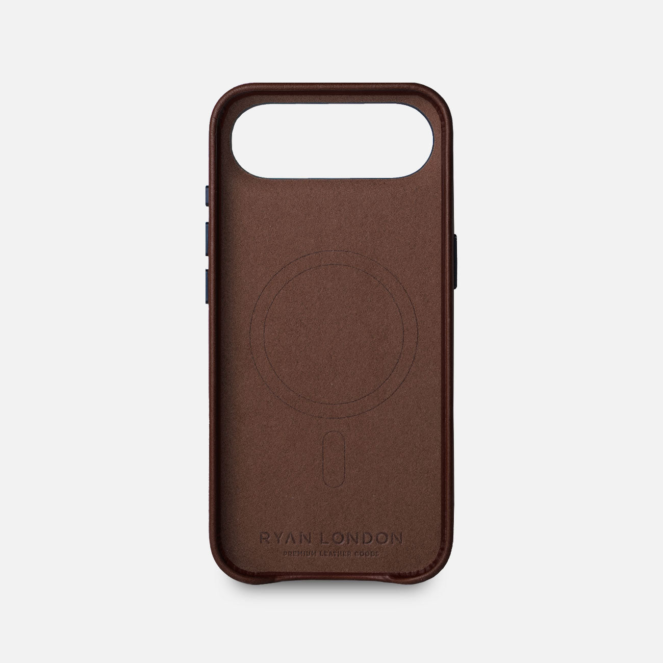 Leather iPhone 17 Air Shell Case Metal, MagSafe - Dark Brown