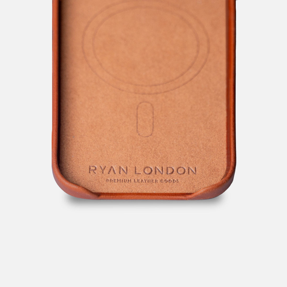 Leather iPhone 17 Air Shell Case Metal, MagSafe - Saddle Brown - RYAN London