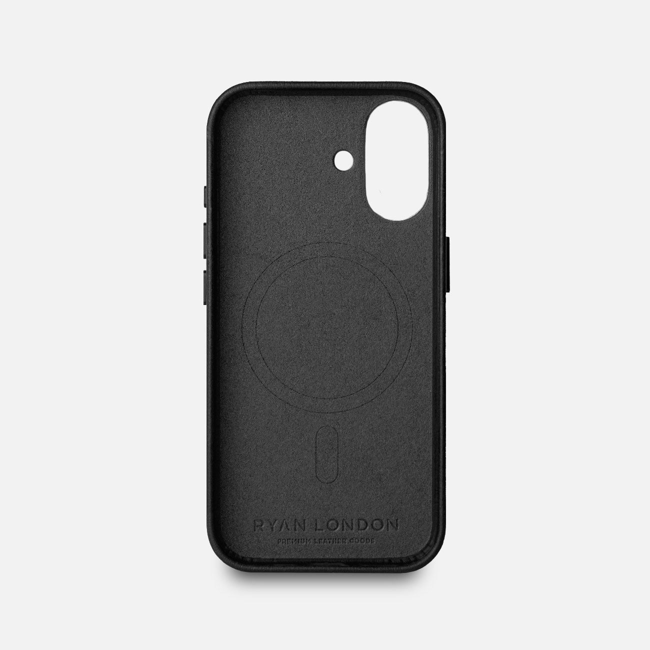 Leather iPhone 17 Shell Case Metal, MagSafe - Black