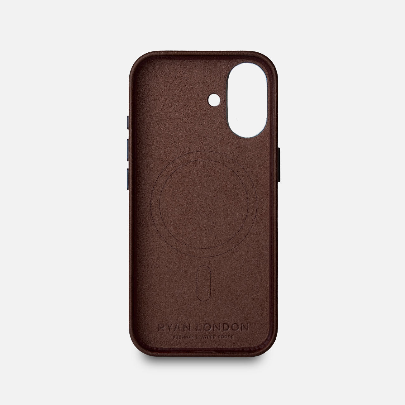 Leather iPhone 17 Shell Case Metal, MagSafe - Dark Brown