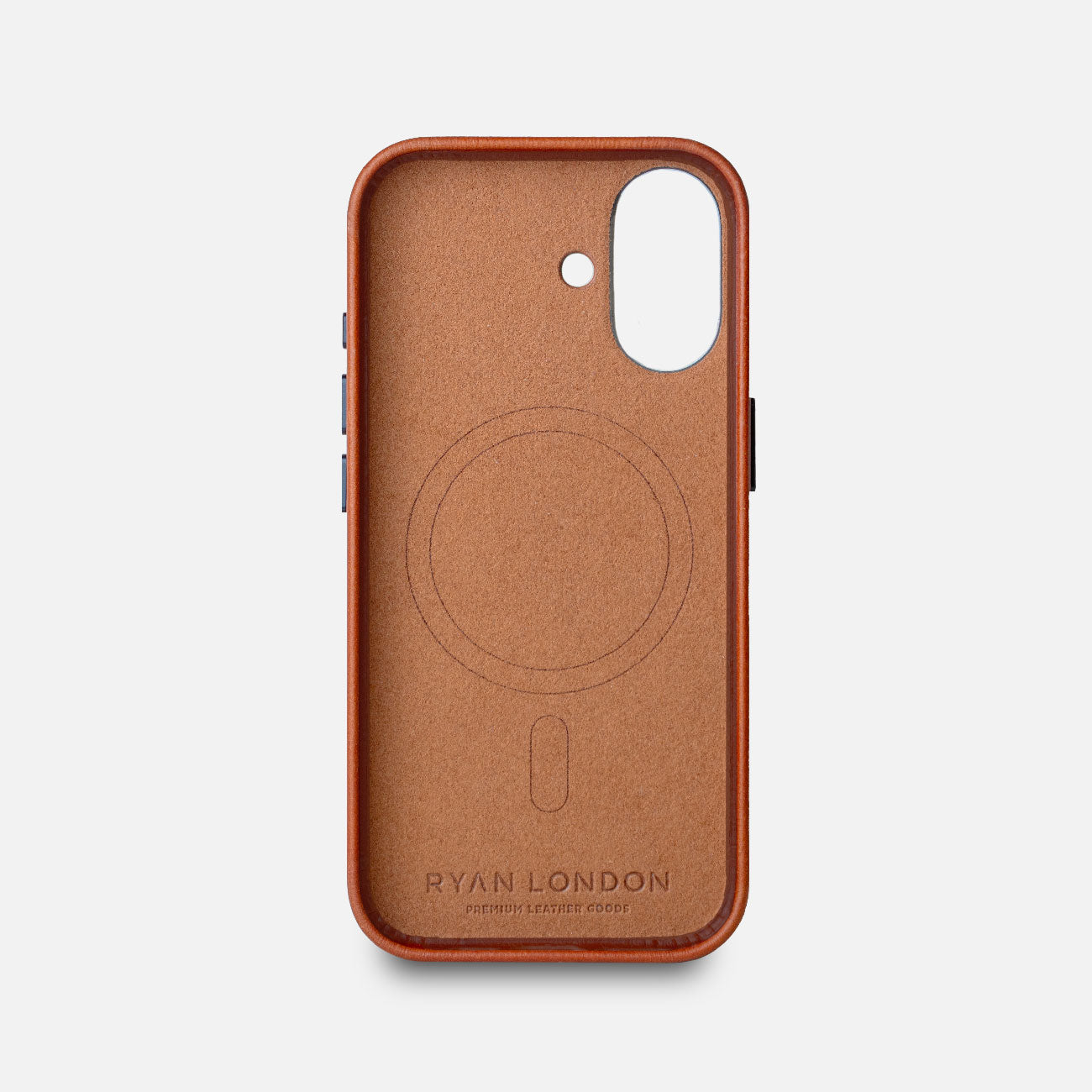 Leather iPhone 17 Shell Case Metal, MagSafe - Saddle Brown - RYAN London