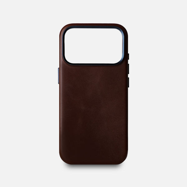 Leather iPhone 17 Pro Shell Case Metal, MagSafe - Dark Brown