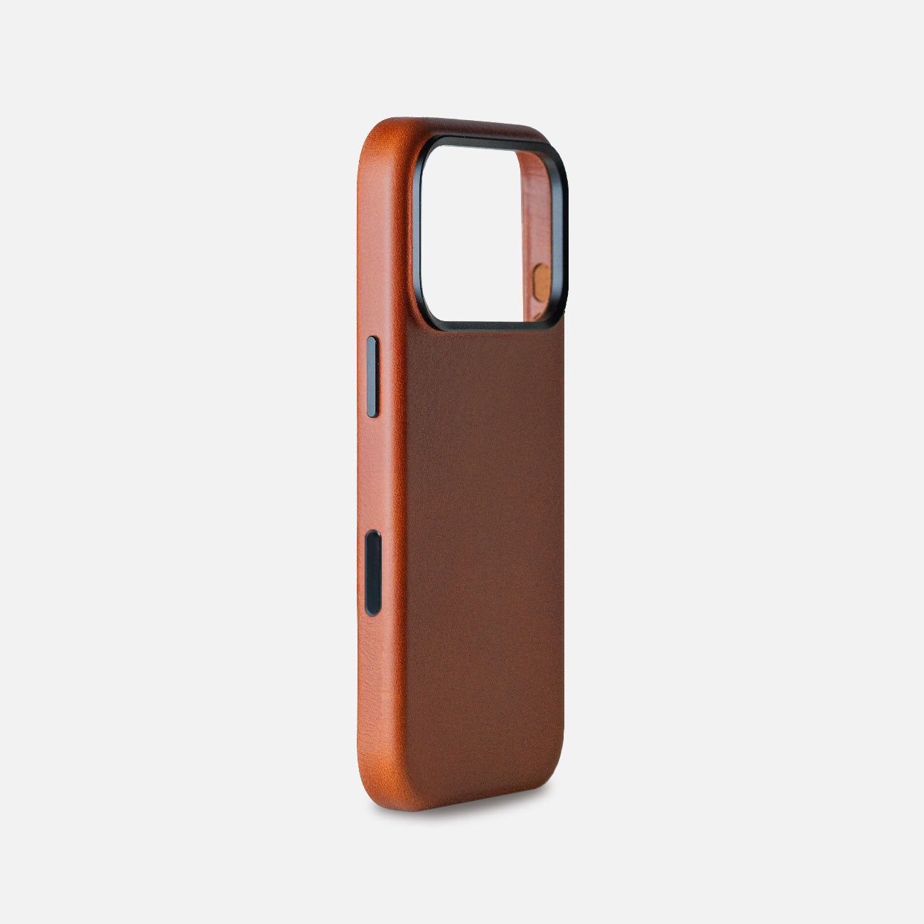 Leather iPhone 18 Pro Shell Case Metal, MagSafe - Saddle Brown