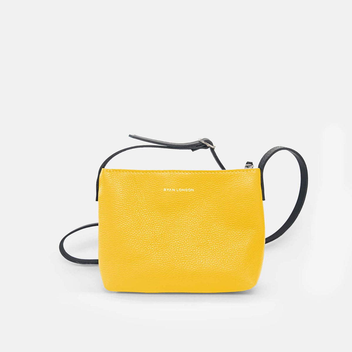 Italian Leather Crossbody Tote with Wool Felt and Zip - Yellow and Grey