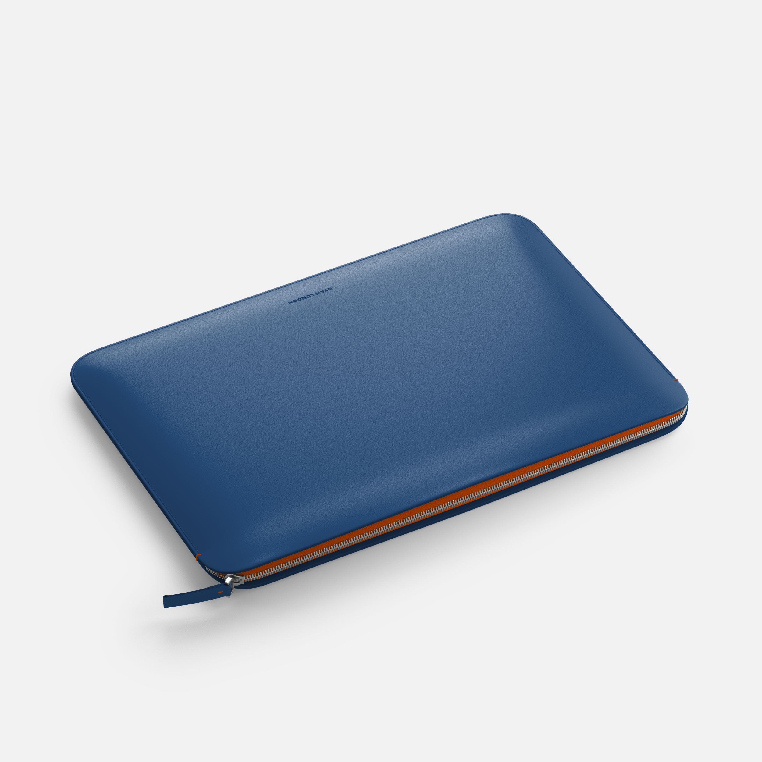 Luxury Nappa Leather MacBook Air 15" sleeve with zip - Turquoise Blue