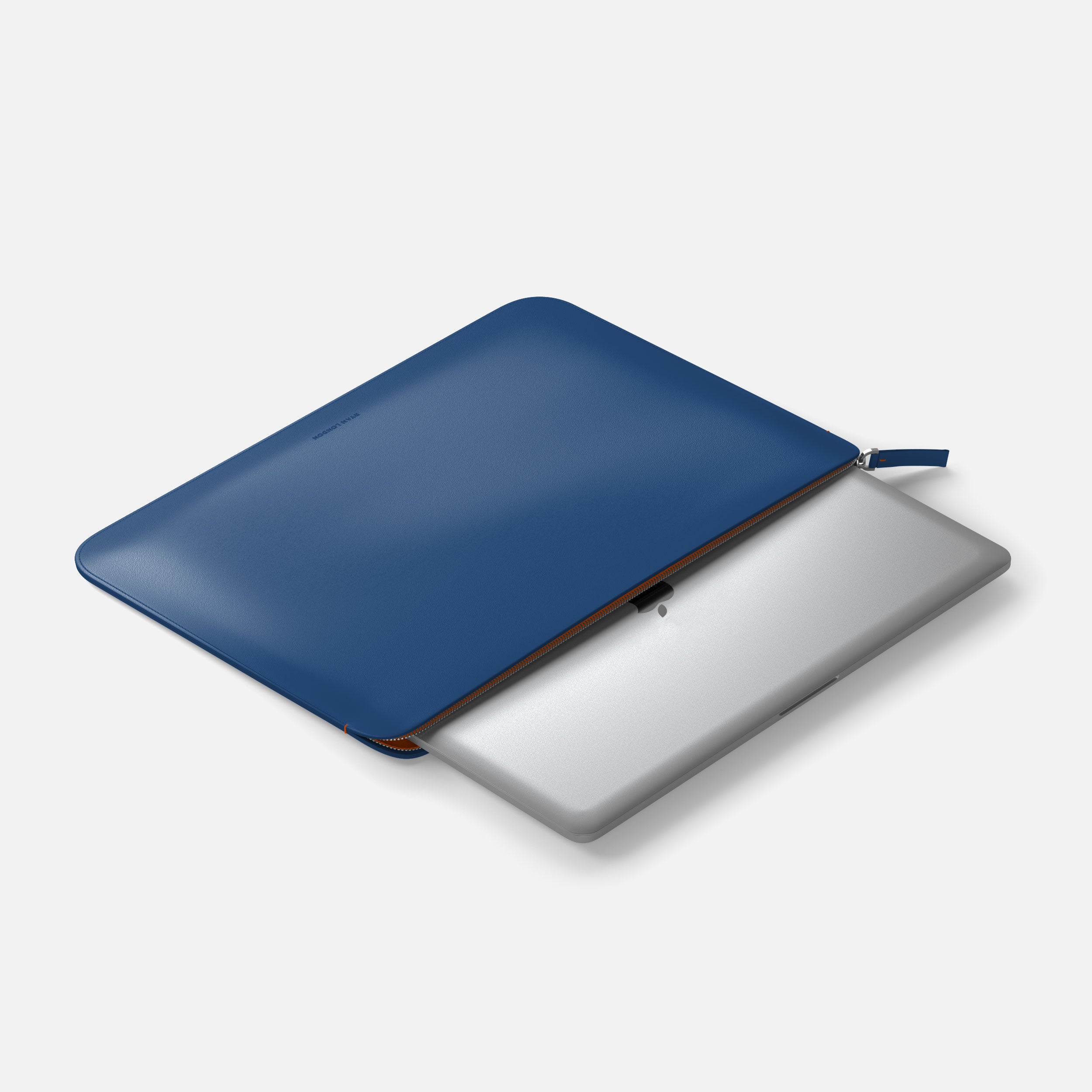 Luxury Nappa Leather MacBook Air 15" sleeve with zip - Turquoise Blue