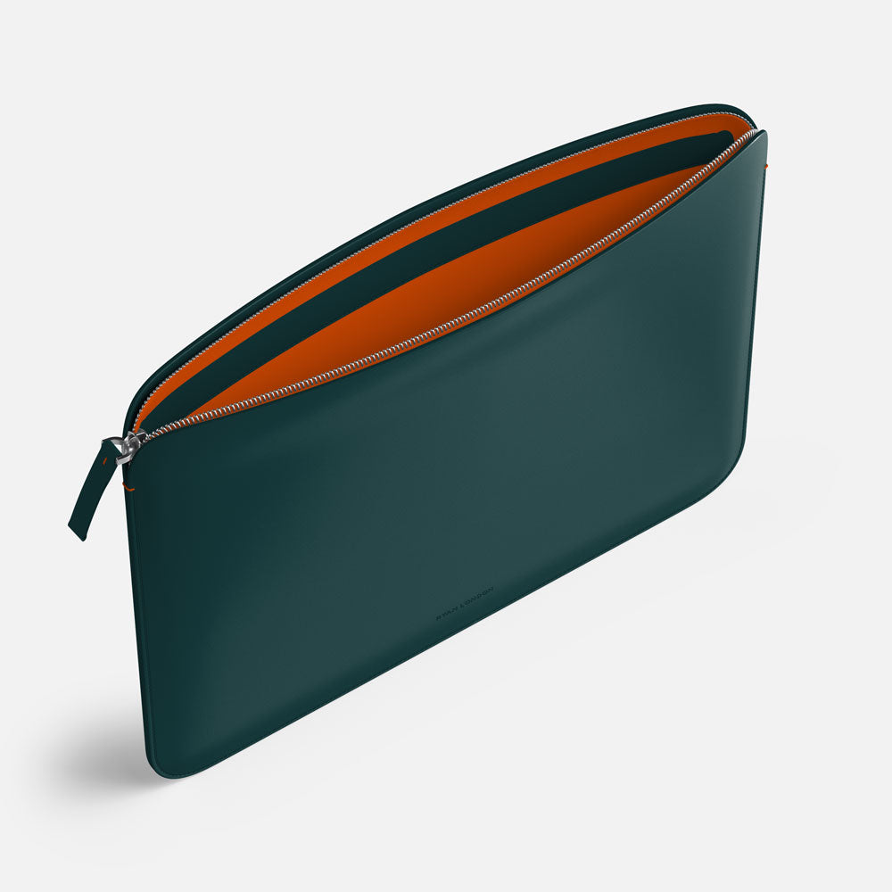Luxury Nappa Leather MacBook Pro 13" sleeve with zip - Avocado Green