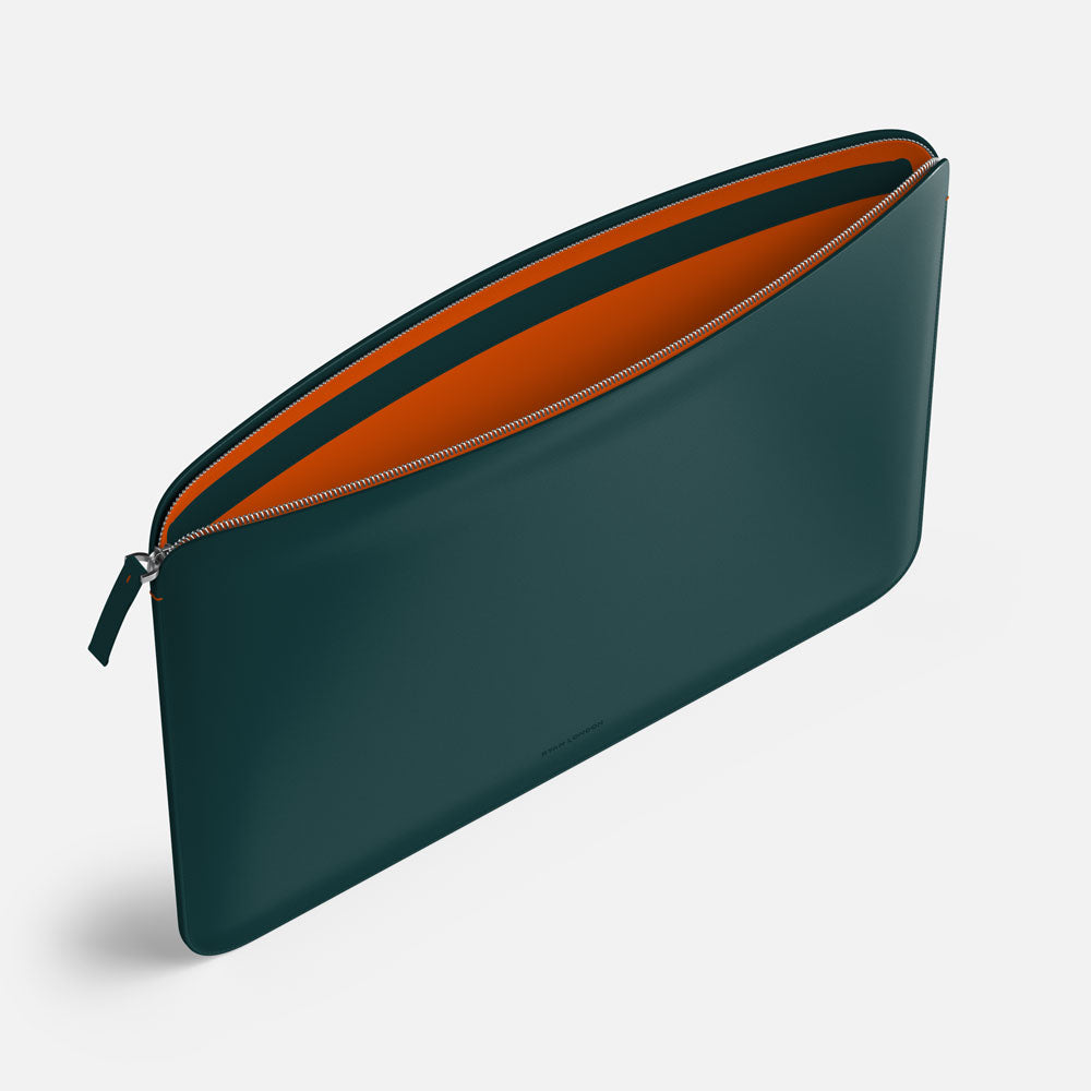 Luxury Nappa Leather MacBook Pro 16" sleeve with zip - Avocado Green