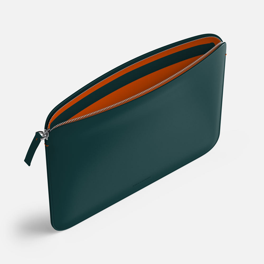 Luxury Nappa Leather iPad Air 11" sleeve with zip - Avocado Green