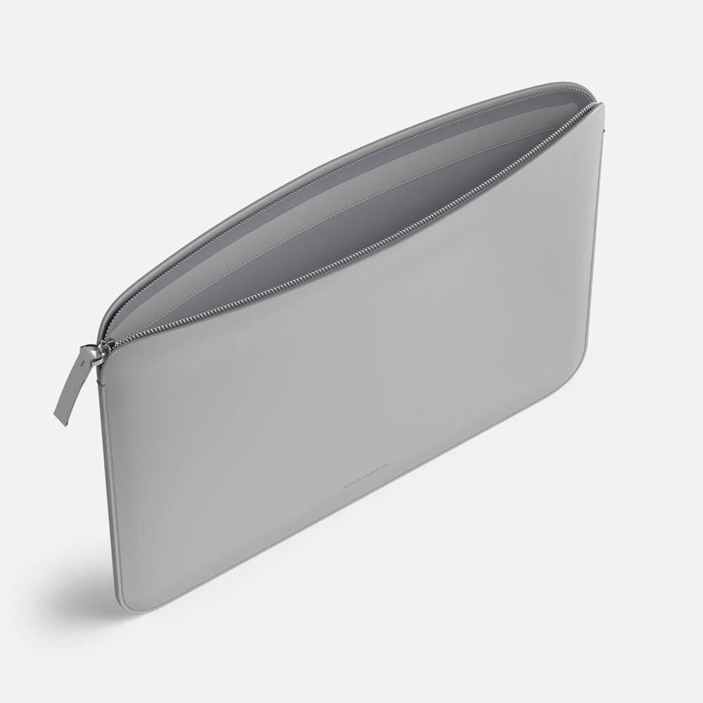 Luxury Nappa Leather MacBook Pro 14" sleeve with zip - Grey