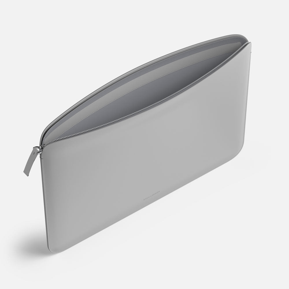 Luxury Nappa Leather MacBook Pro 16" sleeve with zip - Grey