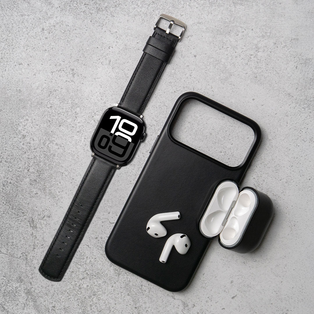 Leather iPhone 17 Pro Shell Case Metal, MagSafe - Black - RYAN London