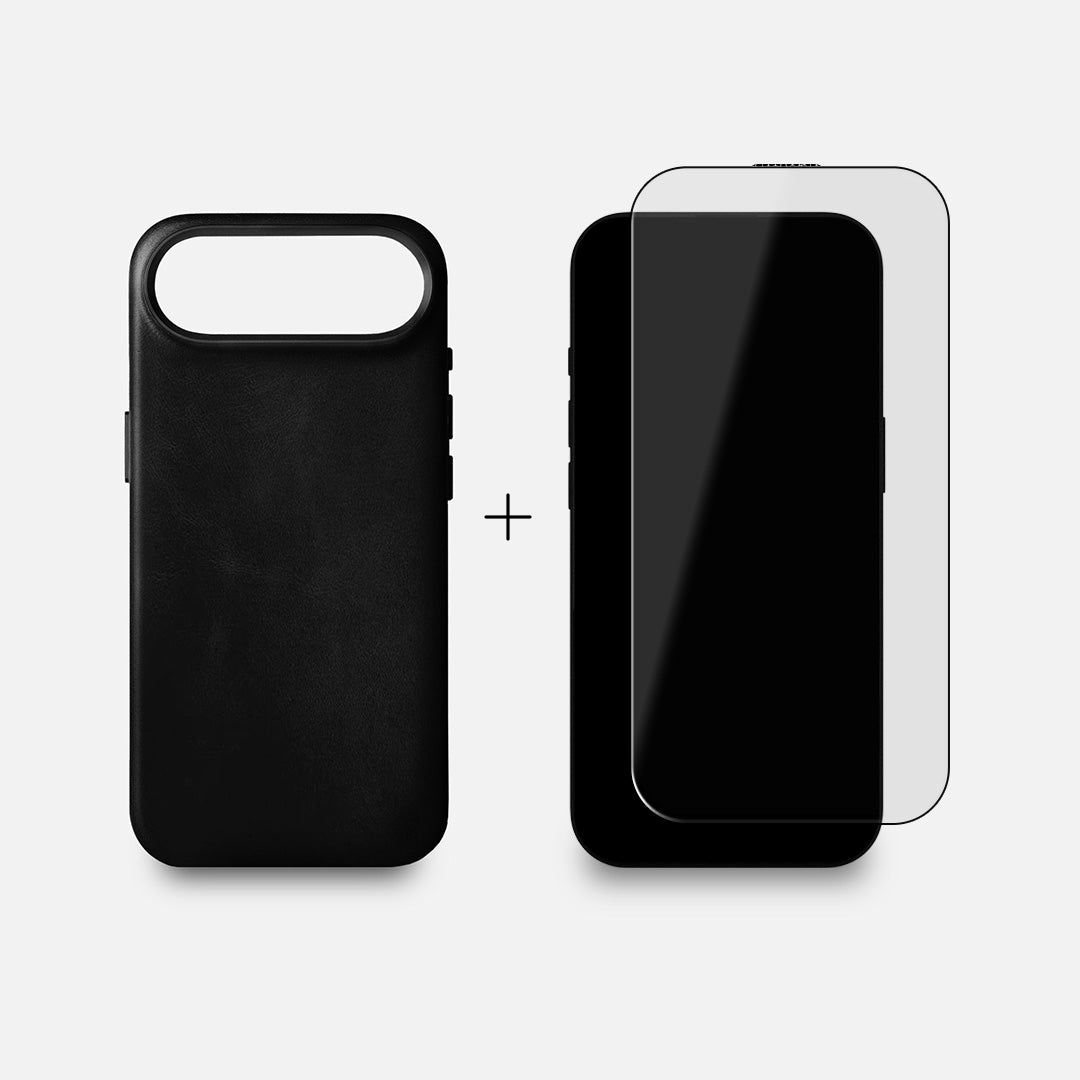 iPhone 17 Air Leather Case & Screen Protector Bundle - Black