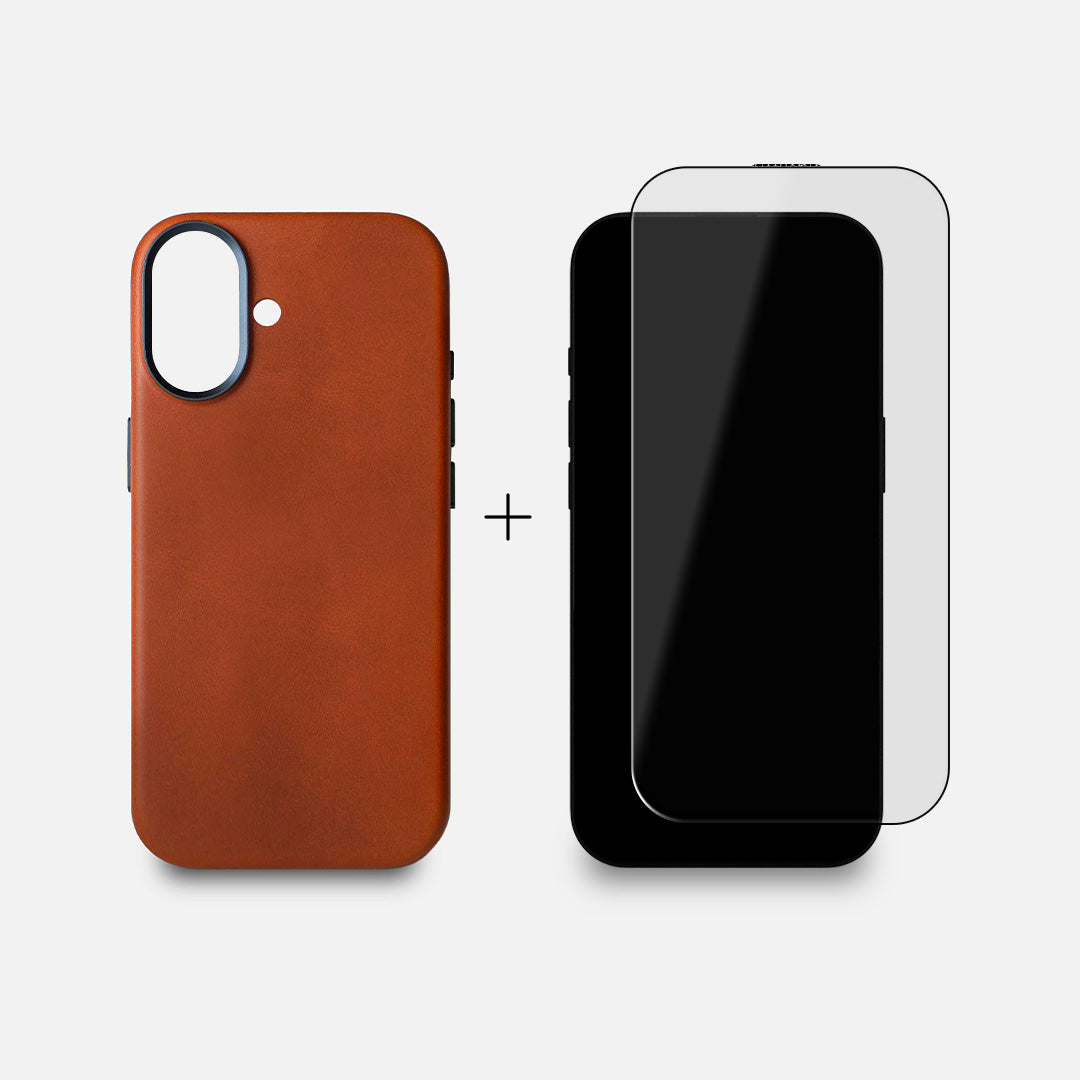 iPhone 17  Leather Case & Screen Protector Bundle - Saddle Brown