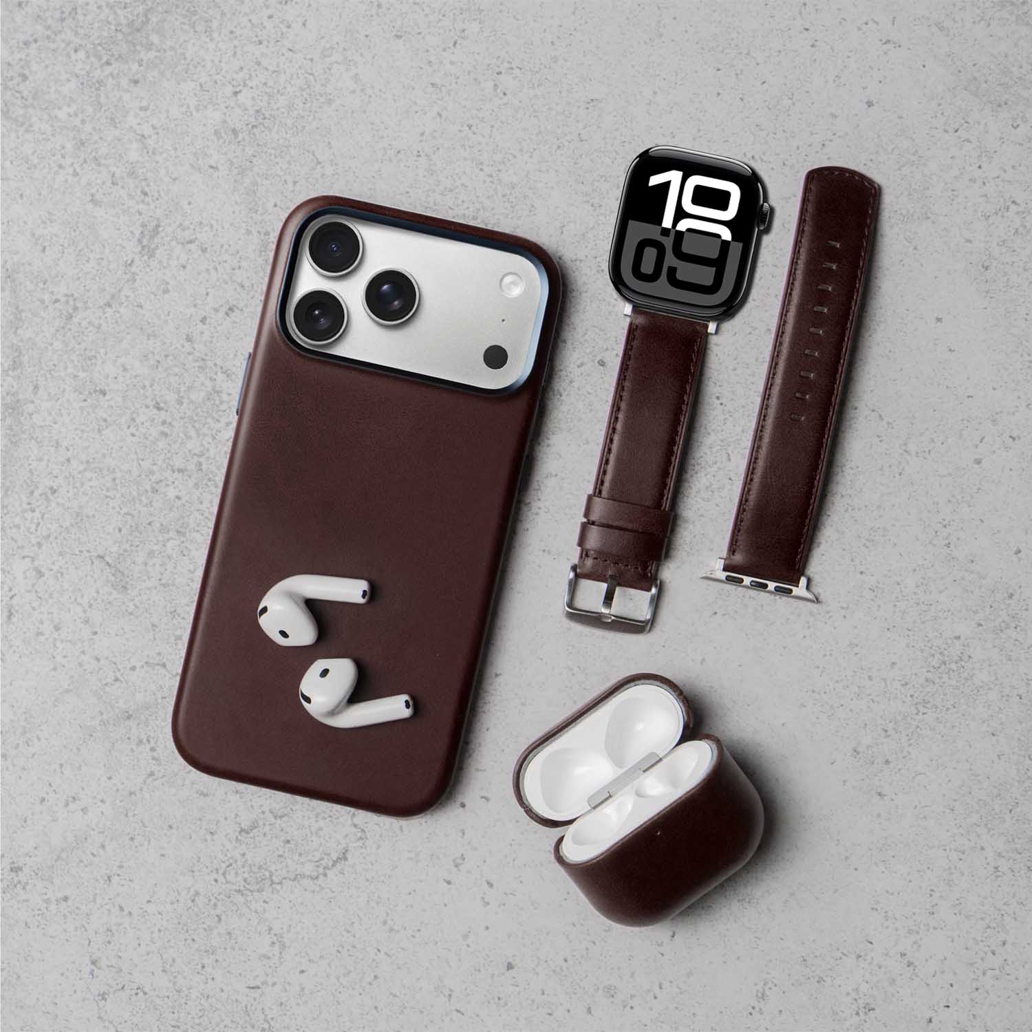 Leather iPhone 17 Pro Max Shell Case Metal, MagSafe - Dark Brown