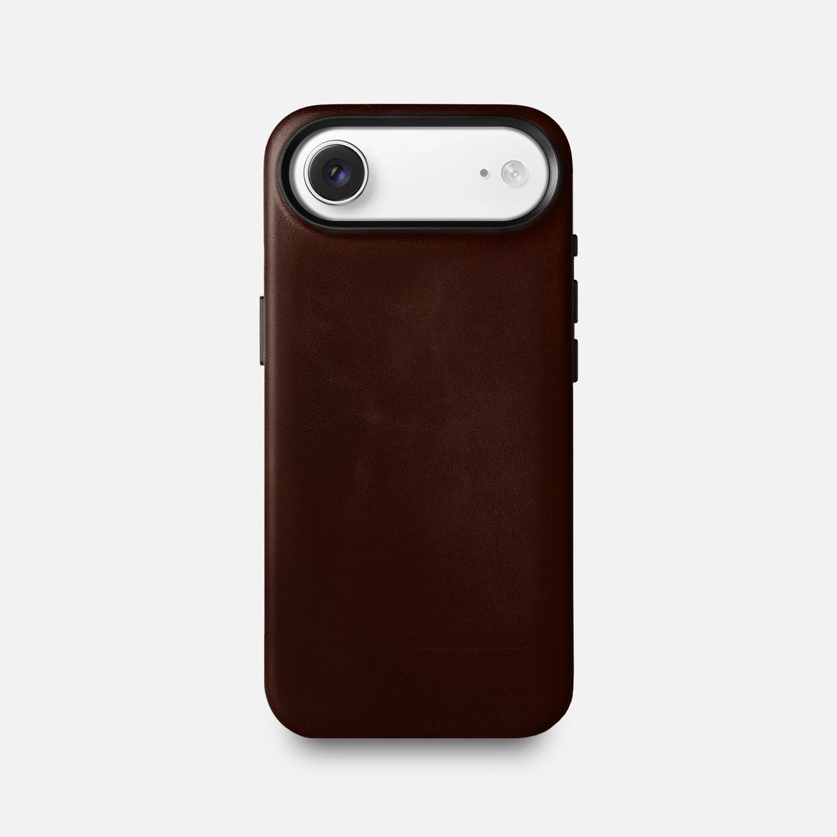 Leather iPhone 17 Air Shell Case Metal, MagSafe - Dark Brown - RYAN London