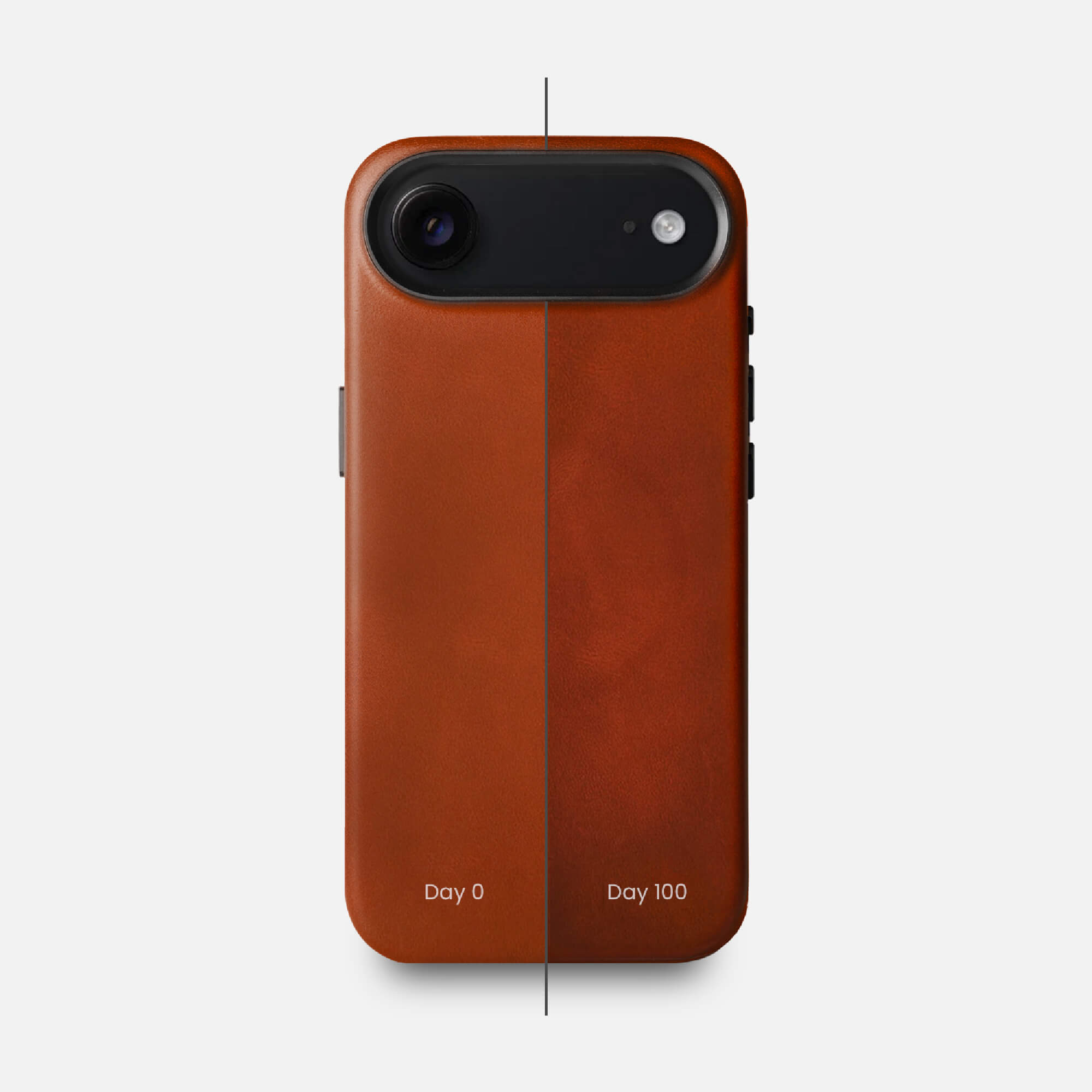 Leather iPhone 17 Air Shell Case Metal, MagSafe - Saddle Brown