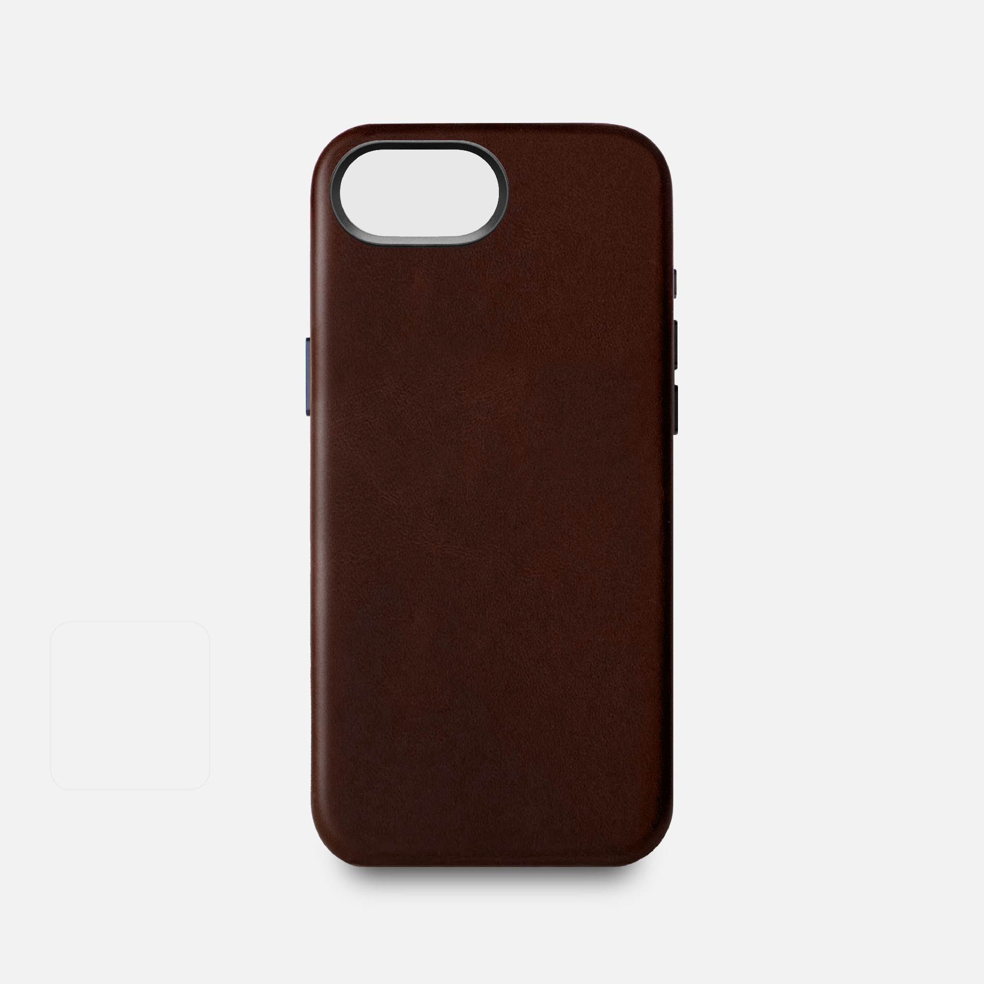 iPhone 17e Leather Shell Case Metal, MagSafe - Dark Brown