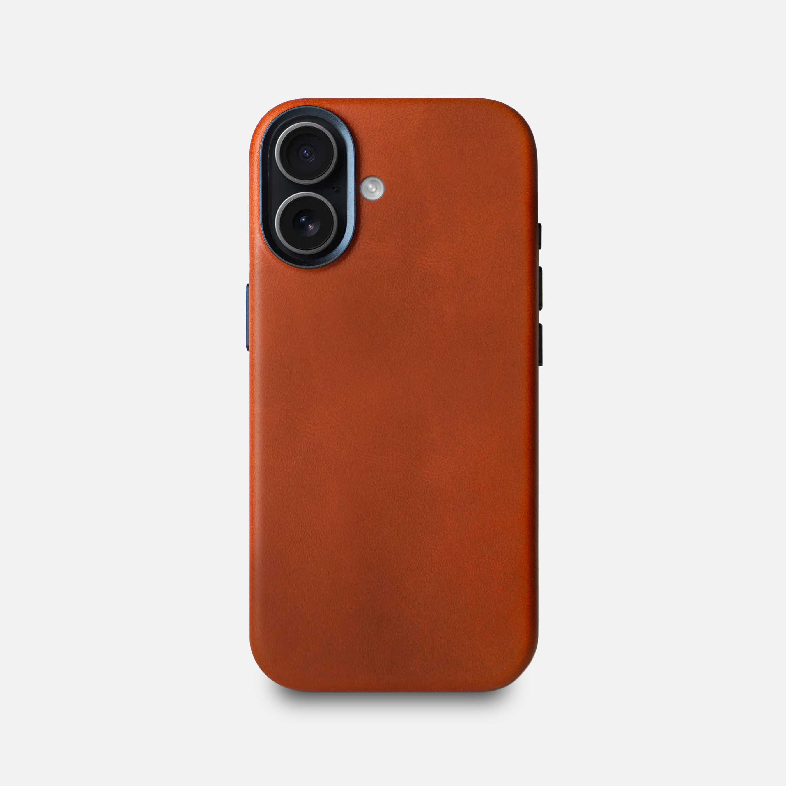 Leather iPhone 17 Shell Case Metal, MagSafe - Saddle Brown - RYAN London