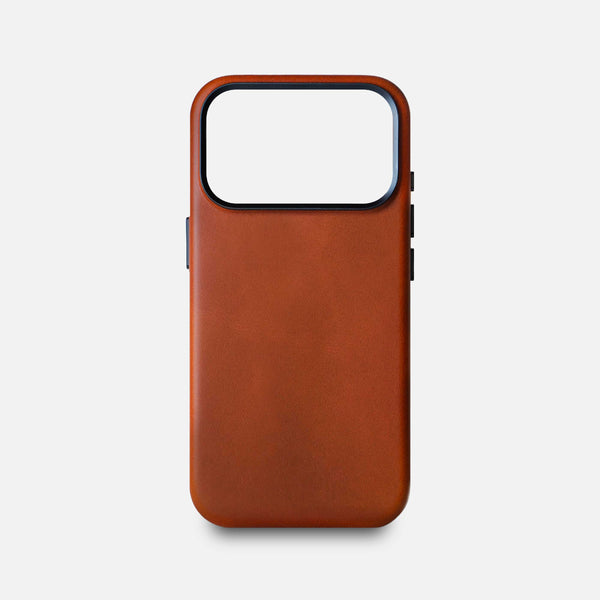 Leather iPhone 17 Pro Shell Case Metal, MagSafe - Saddle Brown