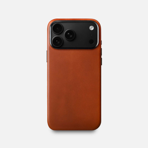 Leather iPhone 18 Pro Max Shell Case Metal, MagSafe - Saddle Brown