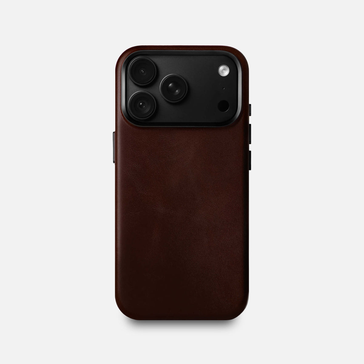 Leather iPhone 18 Pro Shell Case Metal, MagSafe - Dark Brown