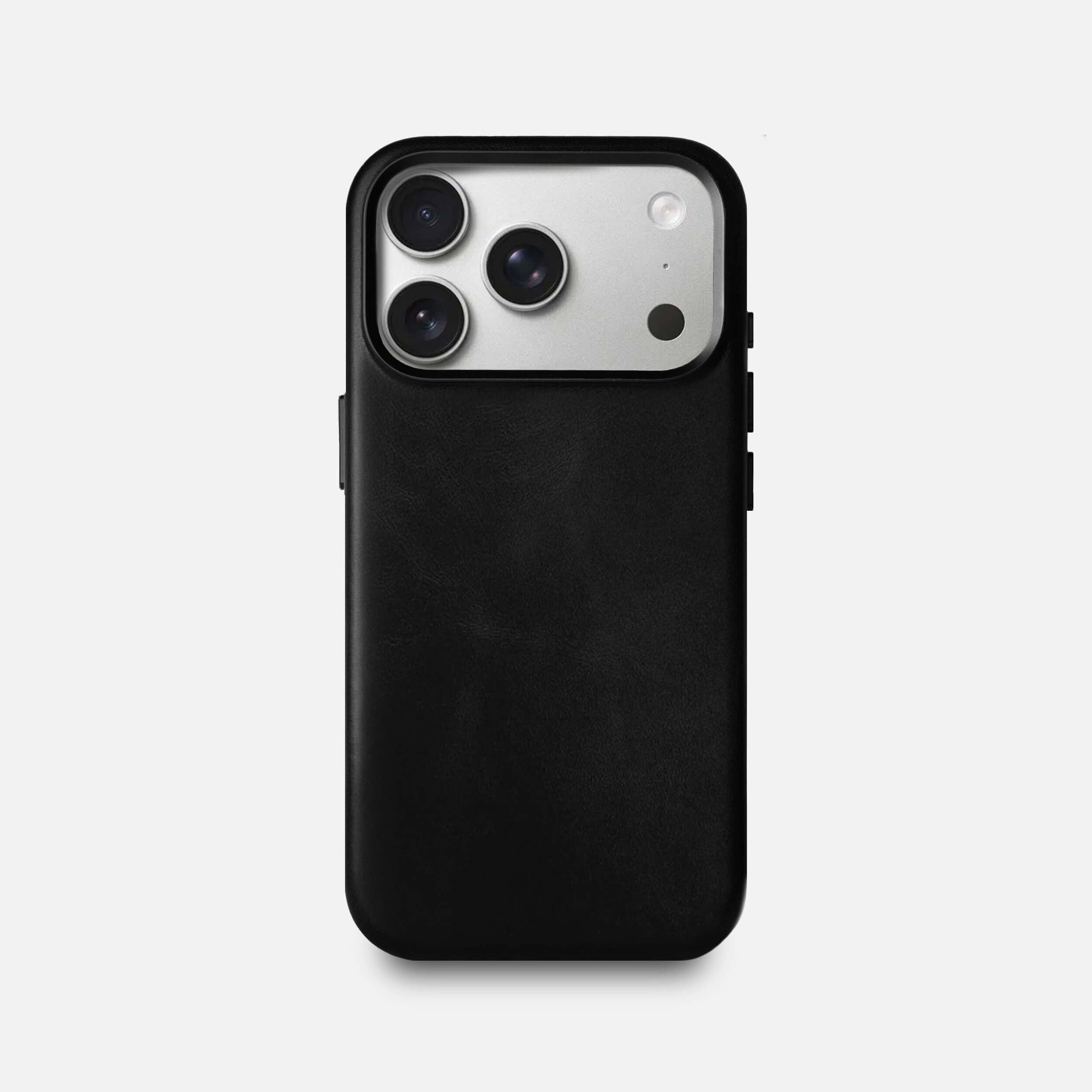 Leather iPhone 18 Pro Shell Case Metal, MagSafe - Black