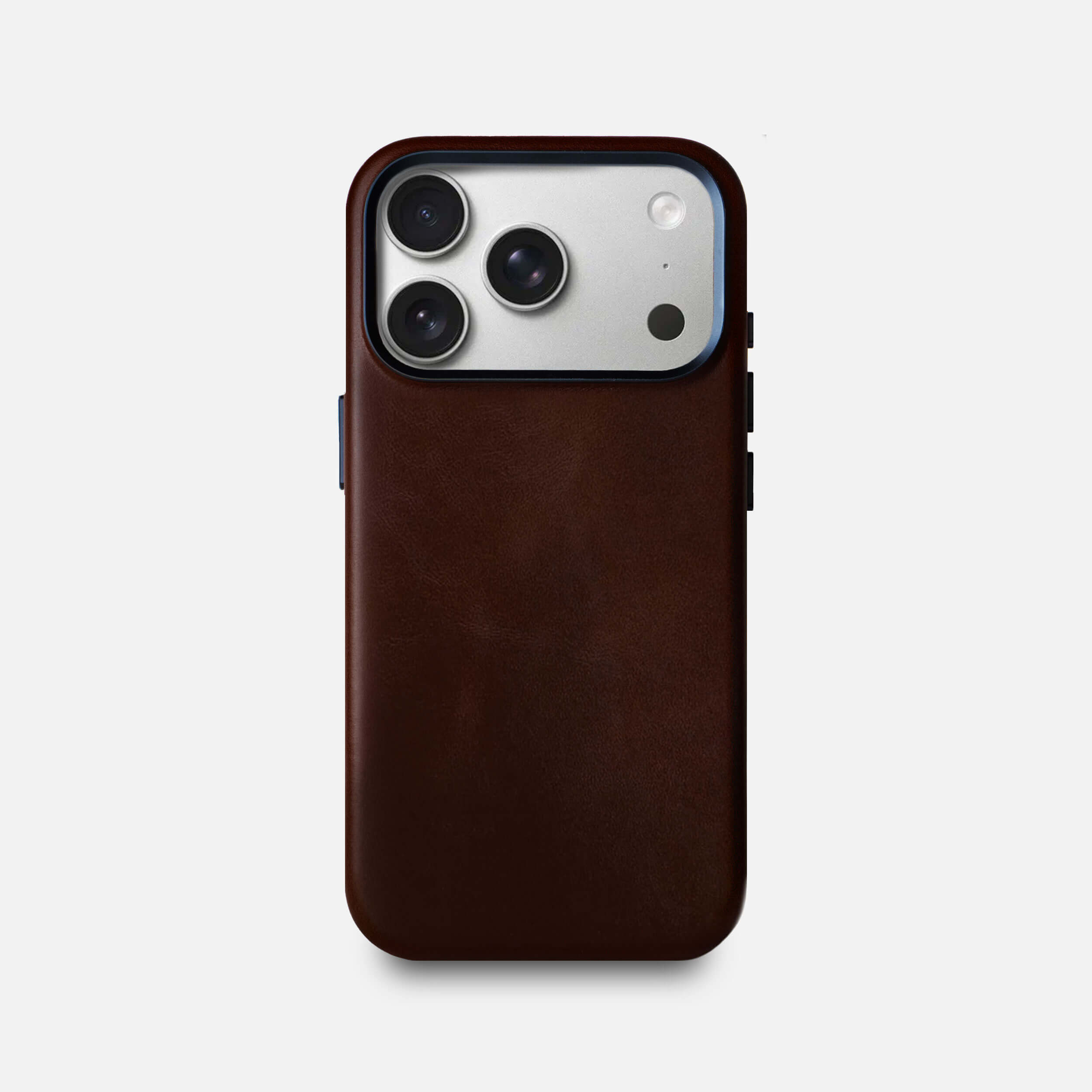 Leather iPhone 18 Pro Shell Case Metal, MagSafe - Dark Brown