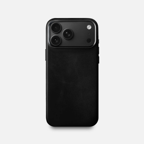 Leather iPhone 18 Pro Max Shell Case Metal, MagSafe - Black