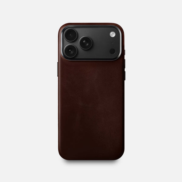 Leather iPhone 18 Pro Max Shell Case Metal, MagSafe - Dark Brown