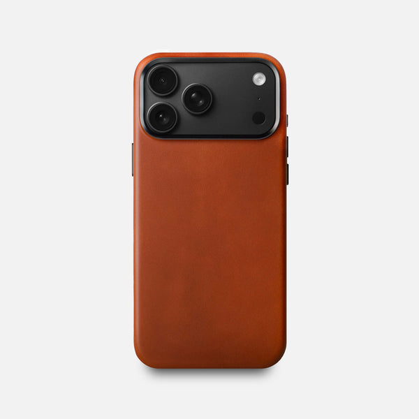 Leather iPhone 18 Pro Max Shell Case Metal, MagSafe - Saddle Brown