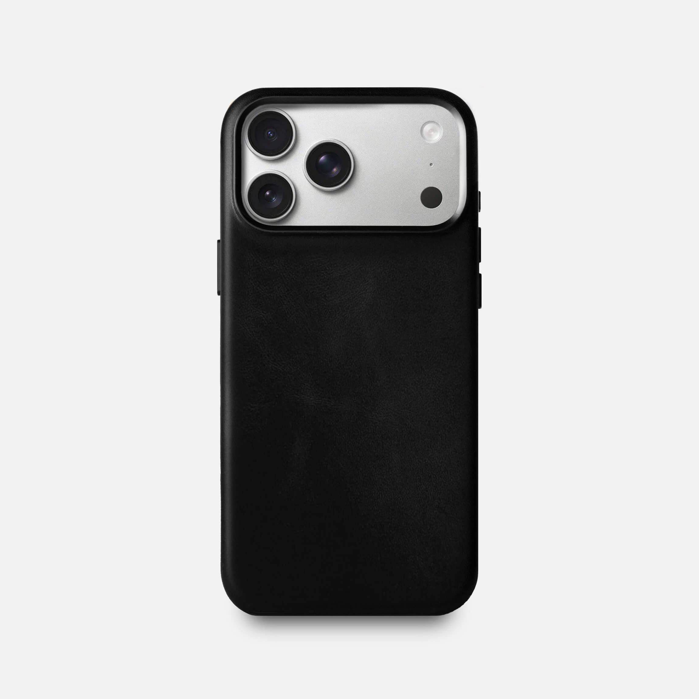 Leather iPhone 18 Pro Max Shell Case Metal, MagSafe - Black